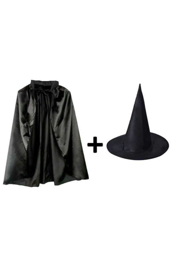 halloween cadi pelerinli ve sapkali cocuk kostumu