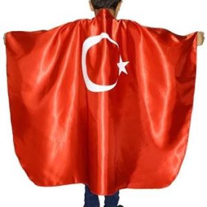 turk bayrakli pelerin gosteri cocuk kostumu