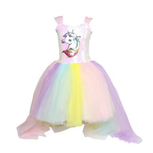 unicorn atli dogum gunu parti kiz cocuk kostumu